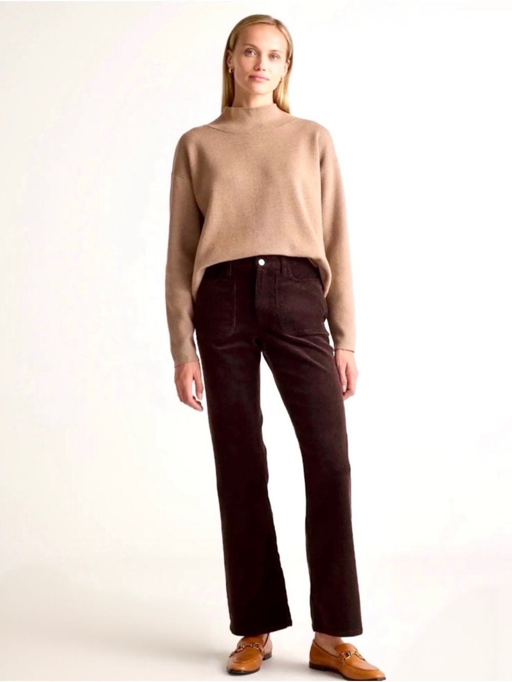 Quince Organic Stretch Corduroy Flare Pants in Espresso Brown, Size 4, worn 1x